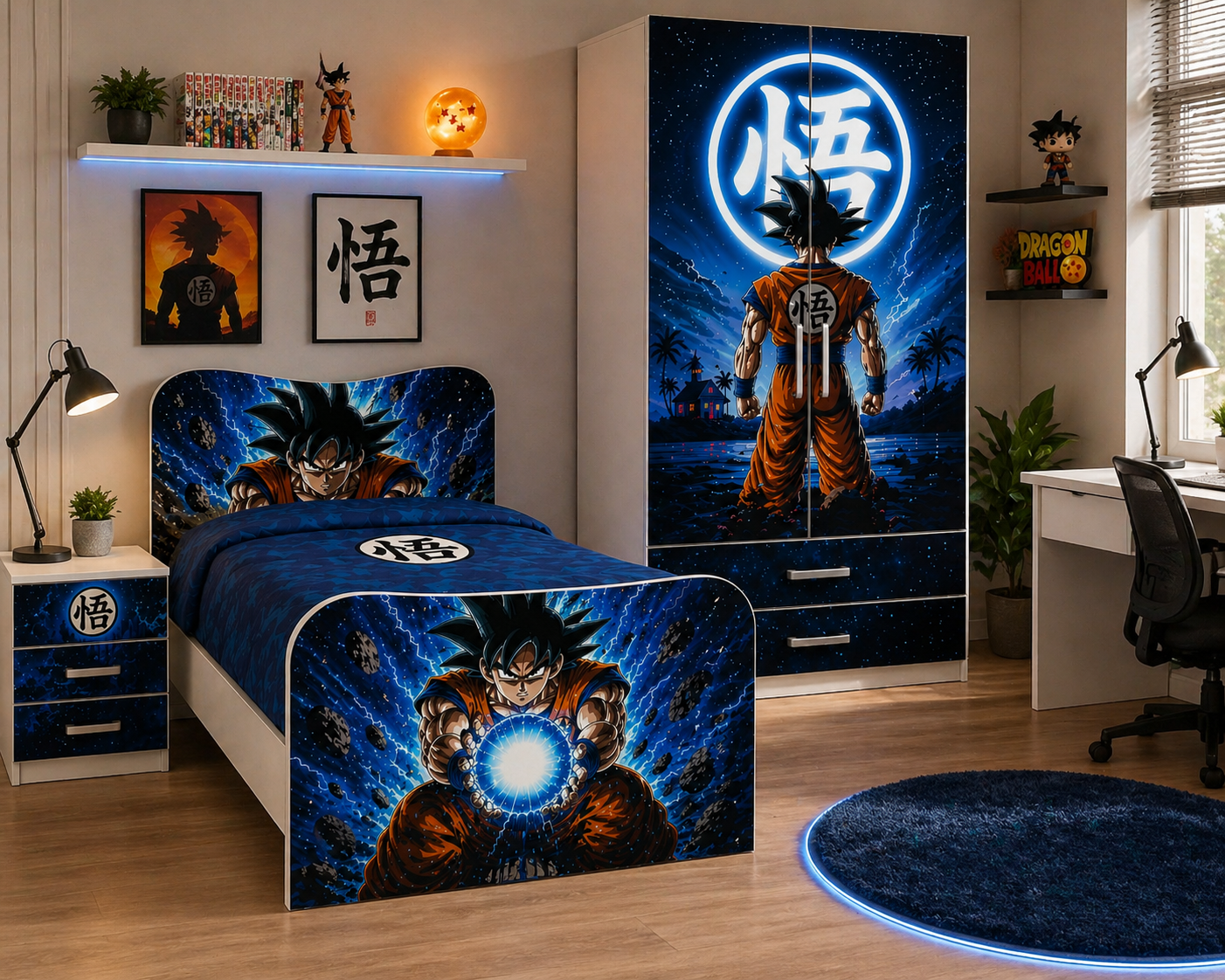Letto Singolo Ultra Saiyan Energy – Letto Anime Gaming Blu Elettrico 200x90