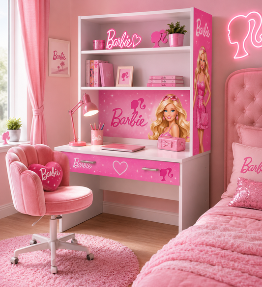 Scrivania con Libreria Barbie Luxury Pink – Design Elegante per Camerette Glamour