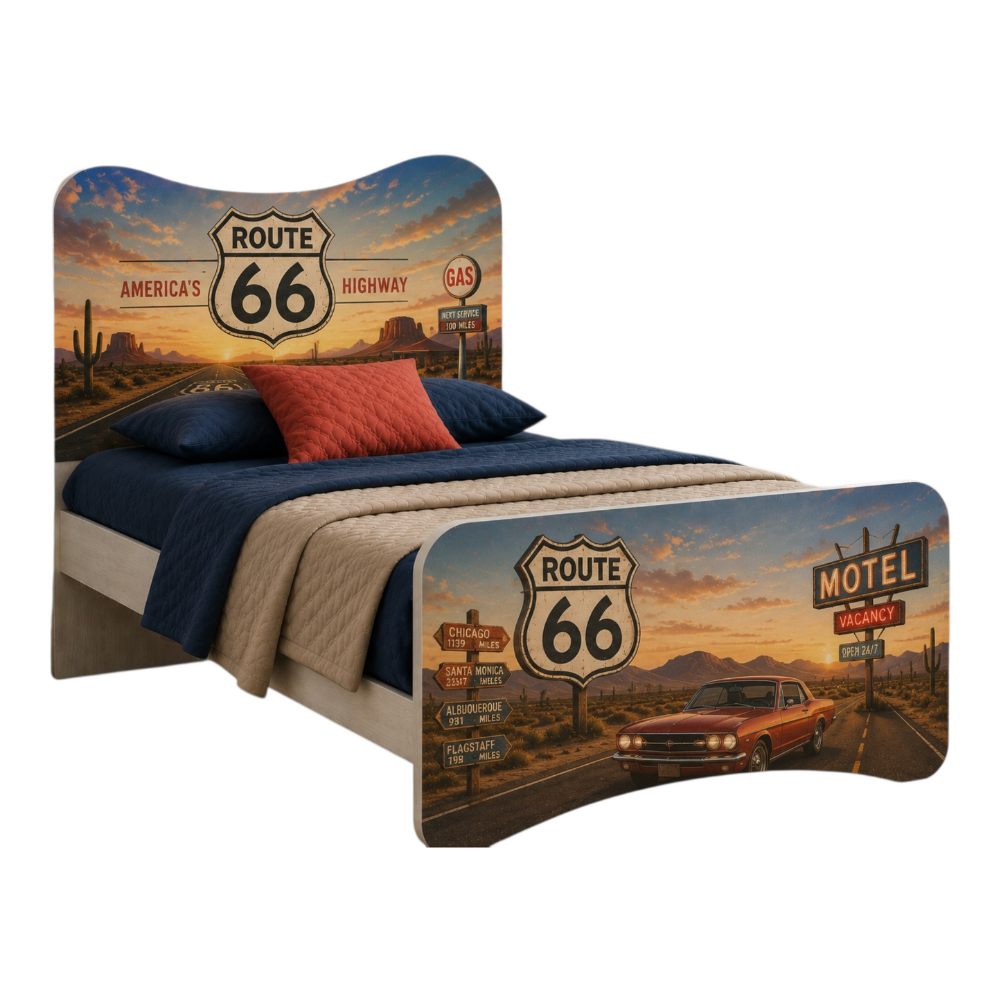 Letto Singolo Route 66 – Letto Design Vintage American Highway Style