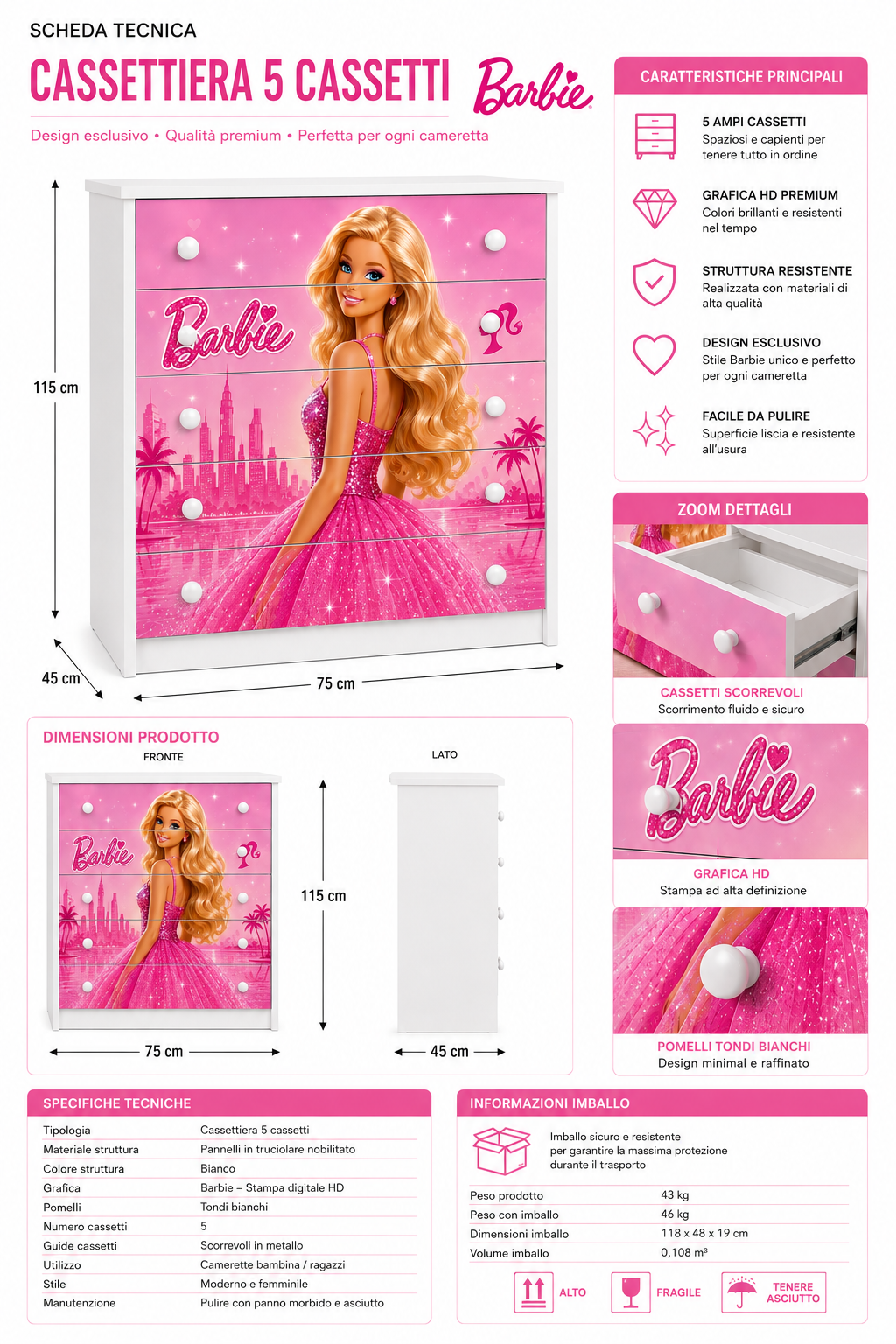 Cassettiera Barbie