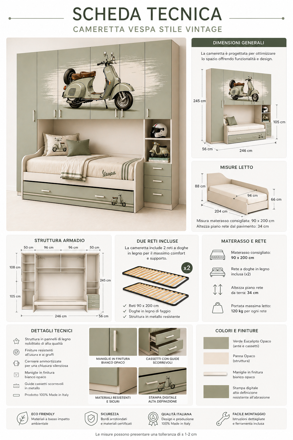 Vespa Heritage Room – Cameretta Ponte Stile Italiano Premium