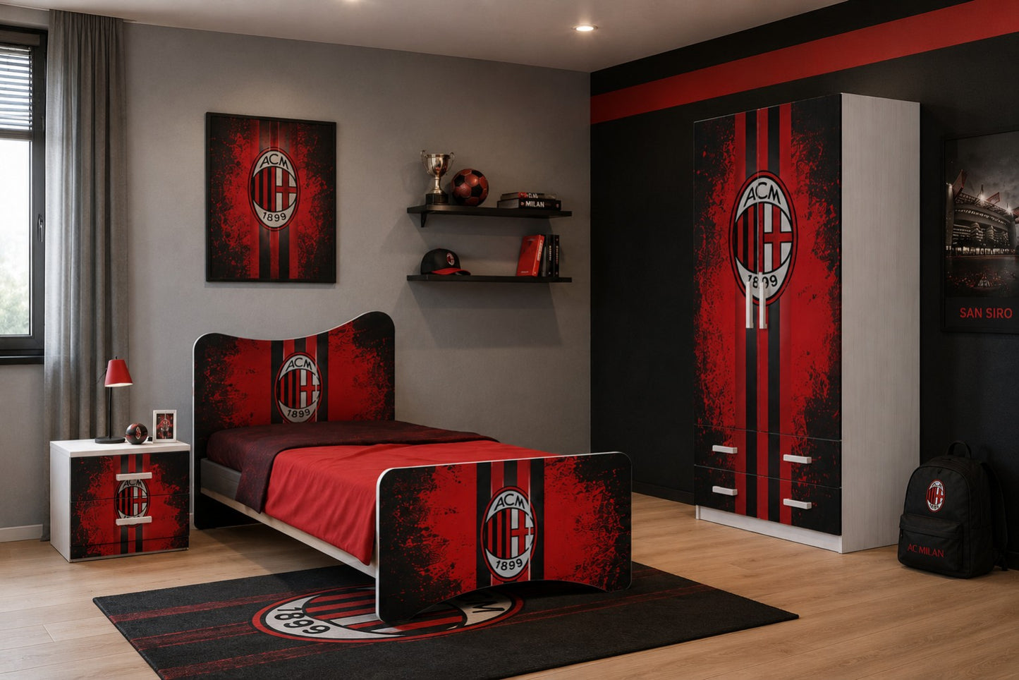 Letto 1 Piazza e Mezza AC Milan – Collezione Calcio ⚽🔴⚫
