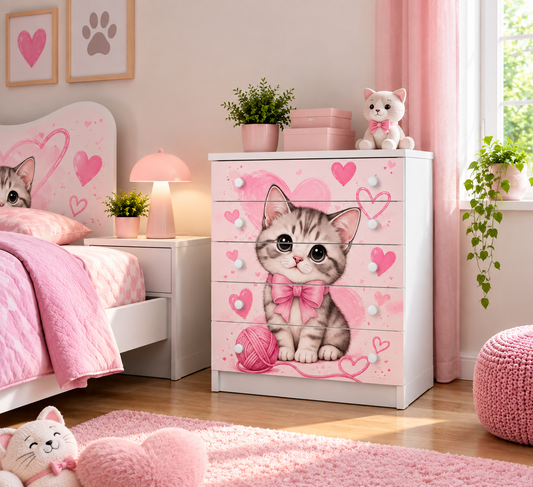 Cassettiera 5 Cassetti Gattino – Collezione Kitty Love