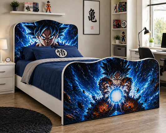 Letto Singolo Ultra Saiyan Energy – Letto Anime Gaming Blu Elettrico 200x90