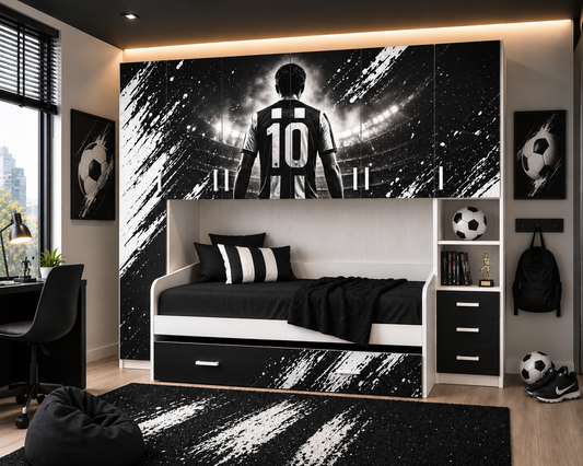 Cameretta a Ponte Urban Icon – Design BIANCONERO con 2 reti Letto