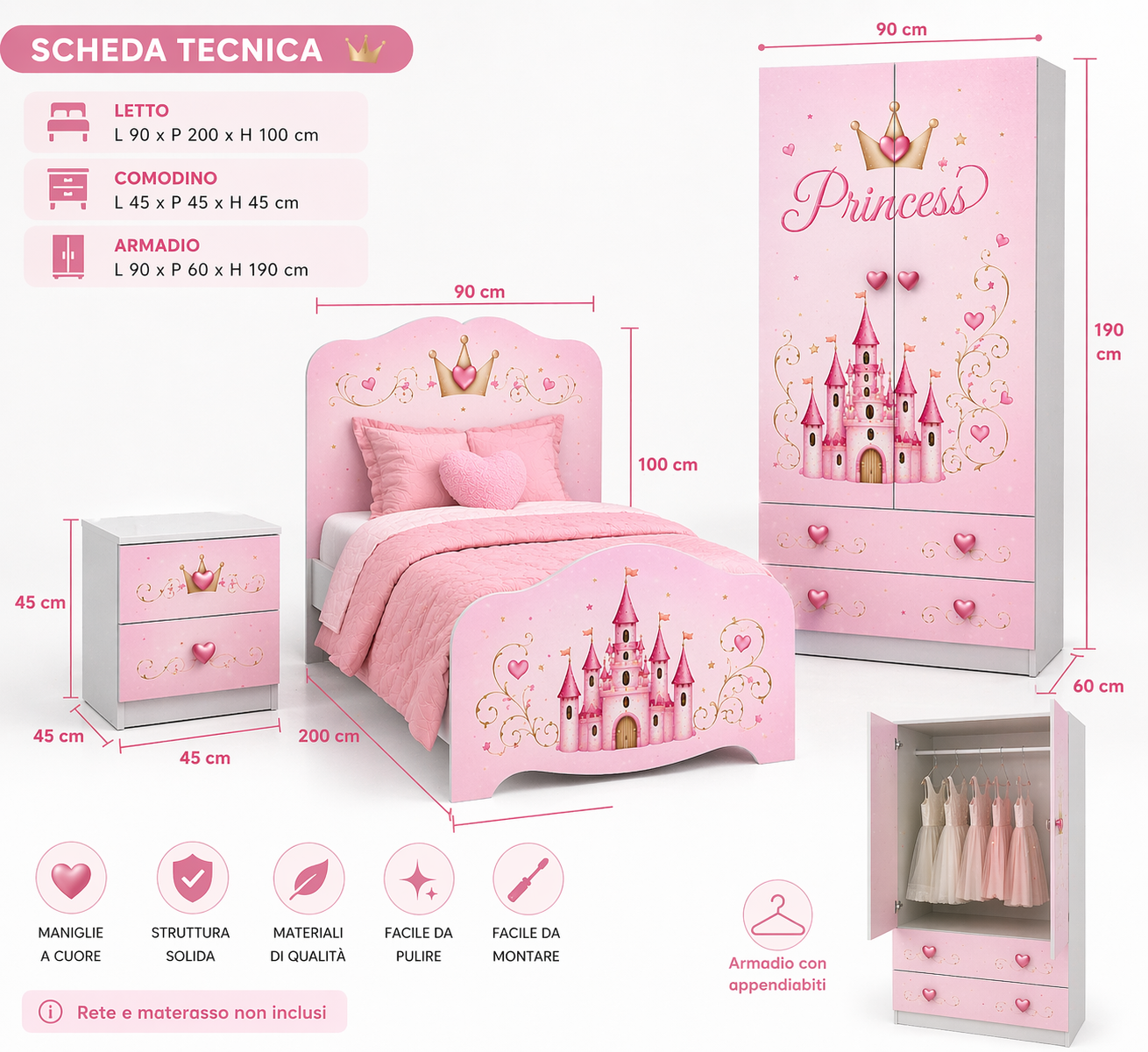 🛏️ Princess Magic Room – Cameretta Completa Bambina