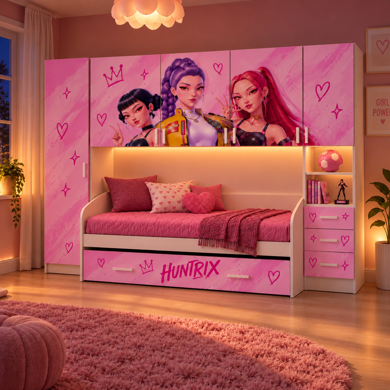 Cameretta a Ponte Huntrix Rosa K-Pop