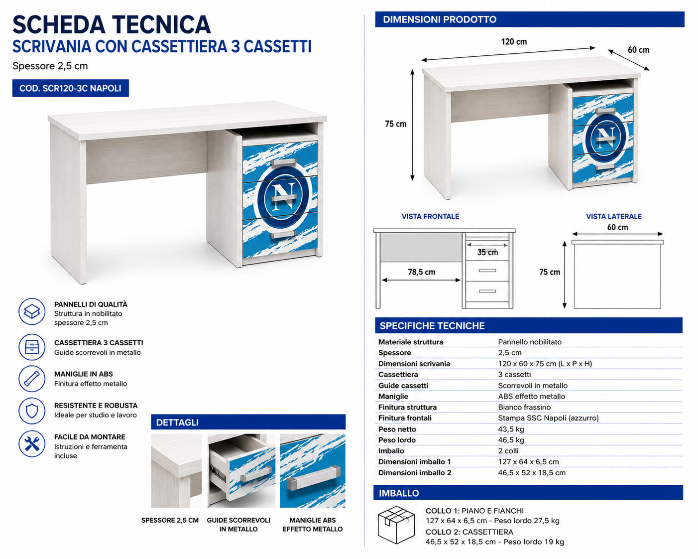 Scrivania con comodino Napoli