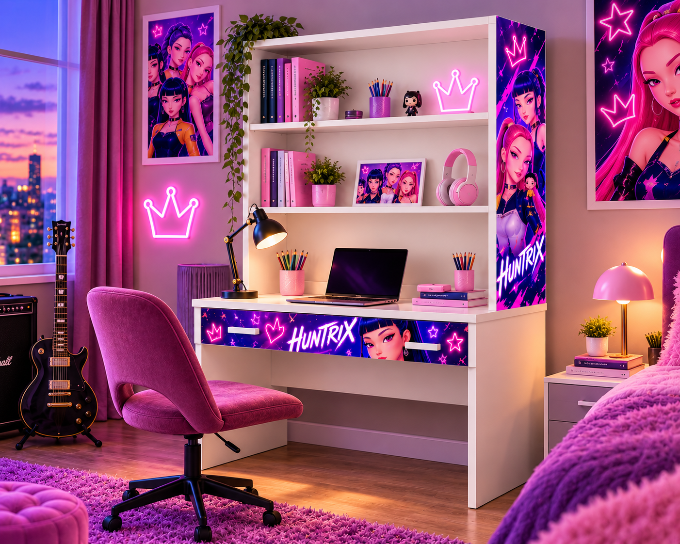 Scrivania con Libreria Huntrix K-Pop