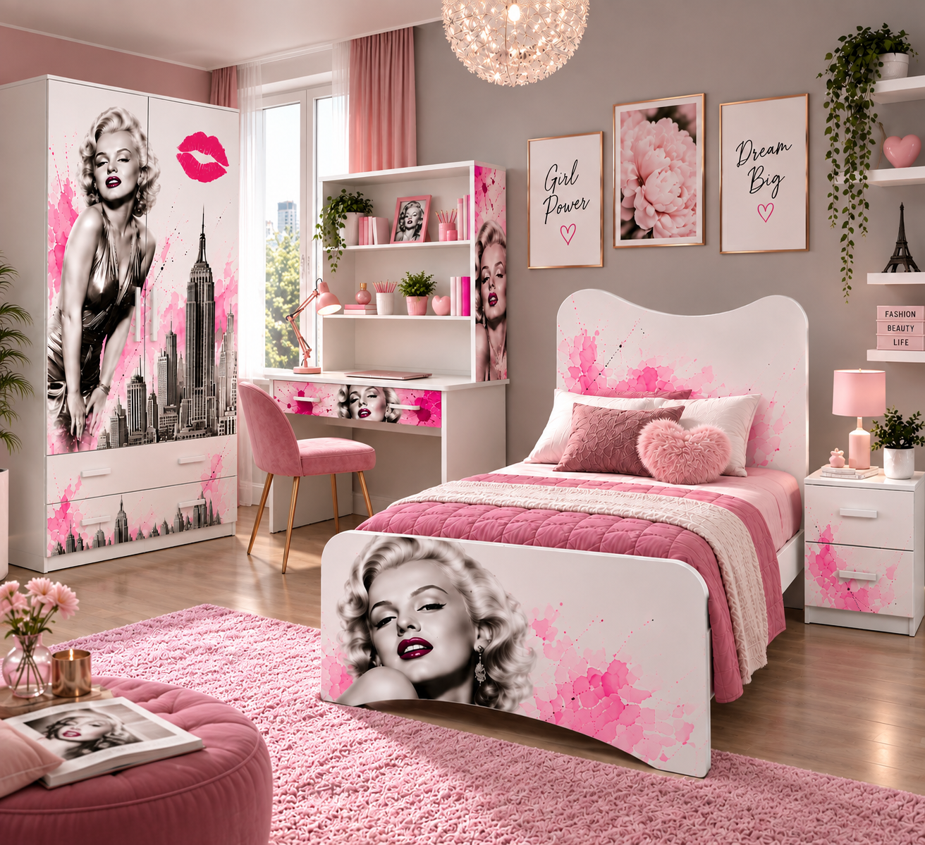 Scrivania Marilyn Glam con Libreria – 90 cm