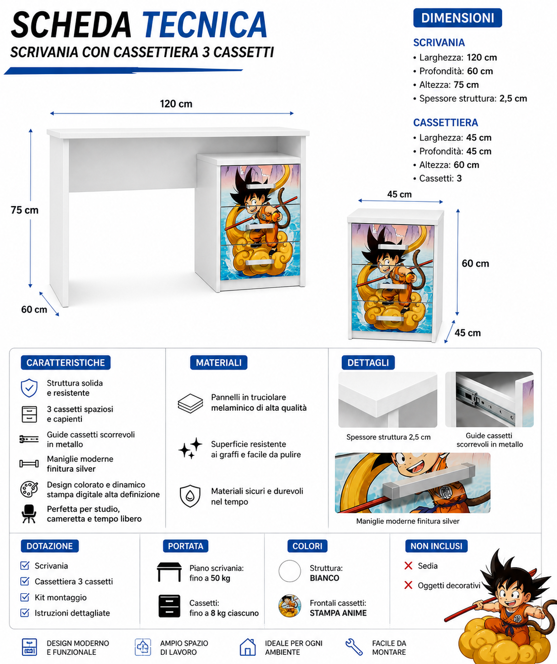 Scrivania con comodino "Dragon ball"