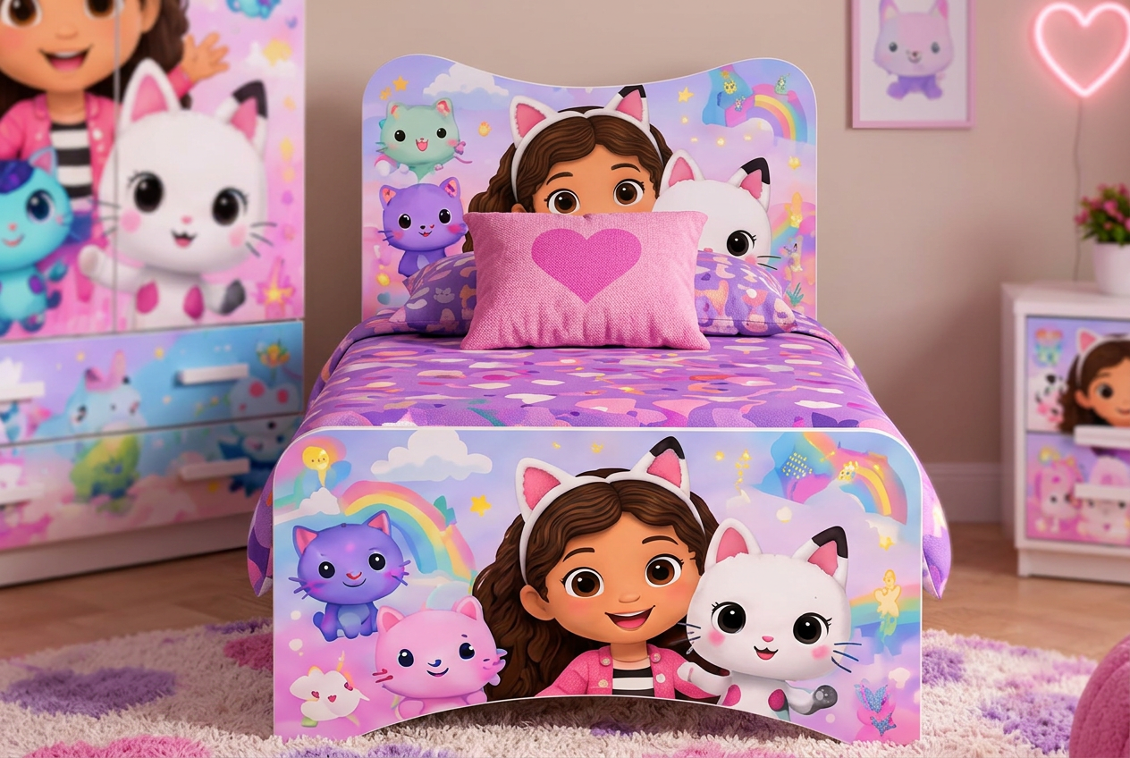 Cameretta Gabby's Dollhouse – Letto, Armadio e Comodino