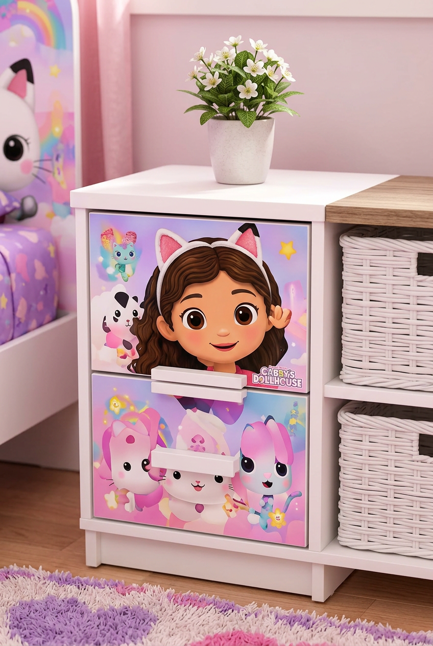 Cameretta Gabby's Dollhouse – Letto, Armadio e Comodino