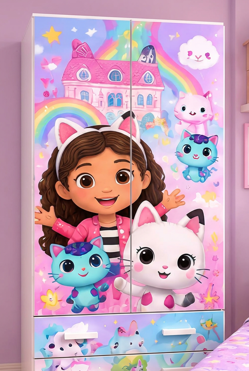 Cameretta Gabby's Dollhouse – Letto, Armadio e Comodino