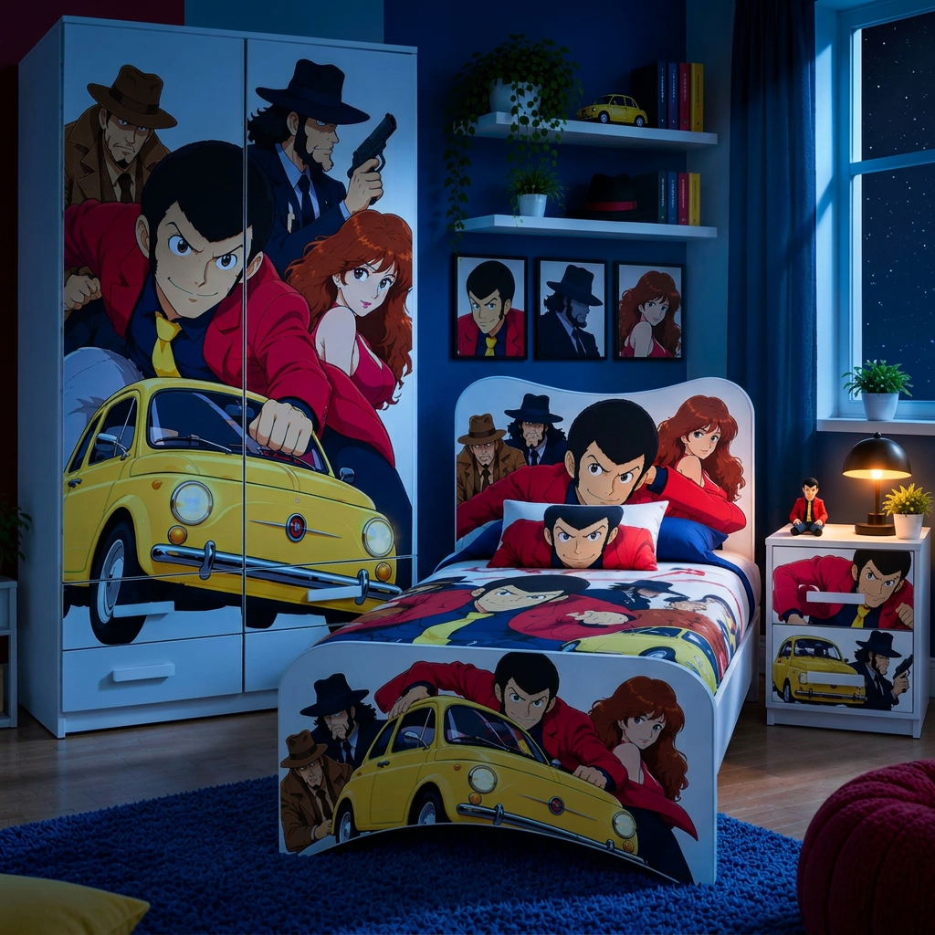 Cameretta Lupin  – Letto, Armadio e Comodino