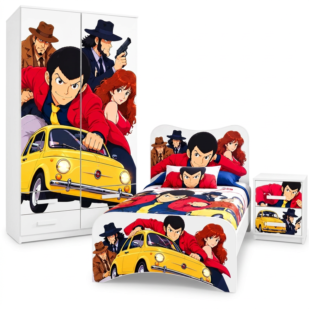 Cameretta Lupin  – Letto, Armadio e Comodino