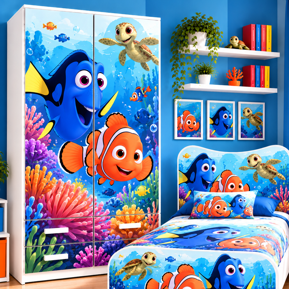 Cameretta Nemo – Letto, Armadio e Comodino
