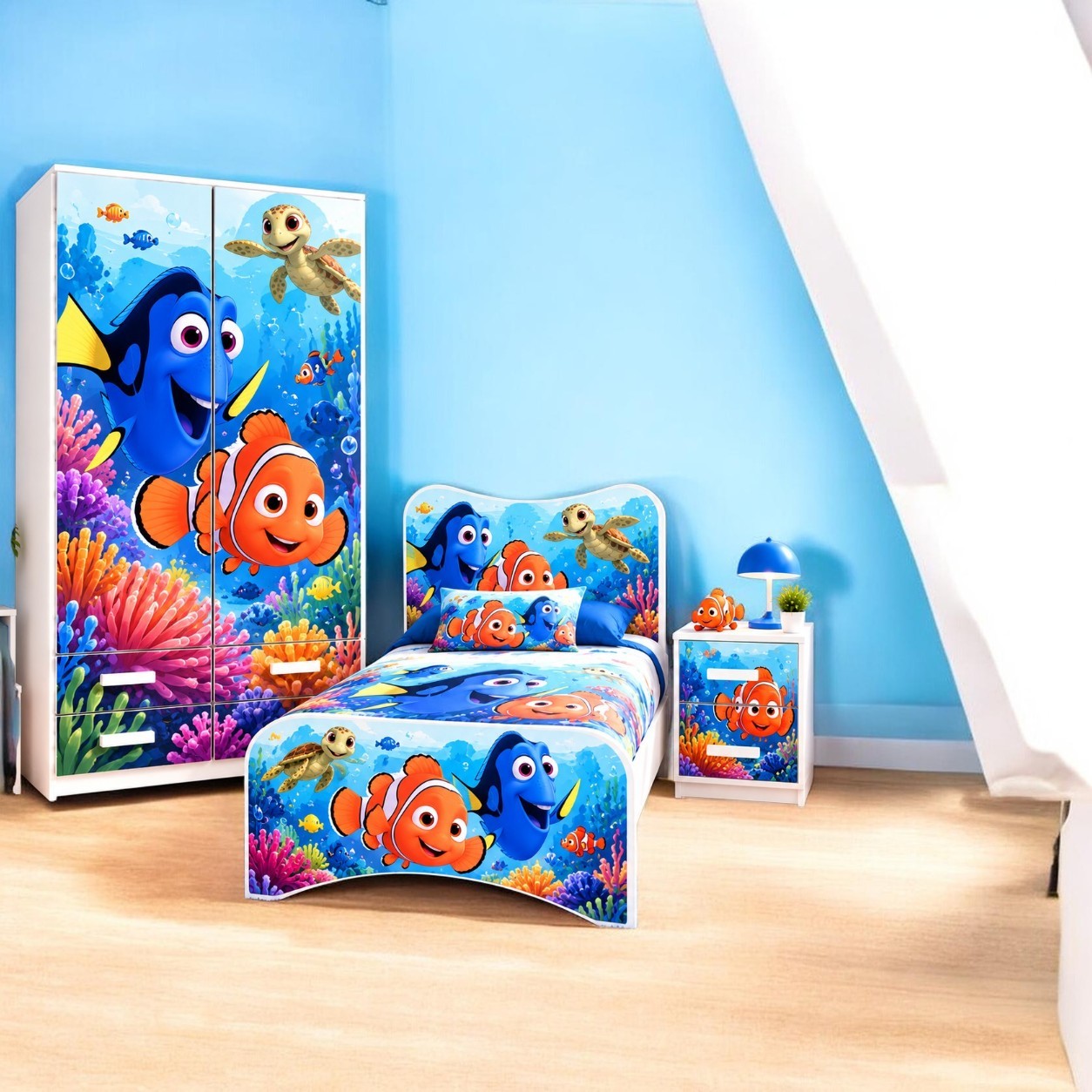 Cameretta Nemo – Letto, Armadio e Comodino