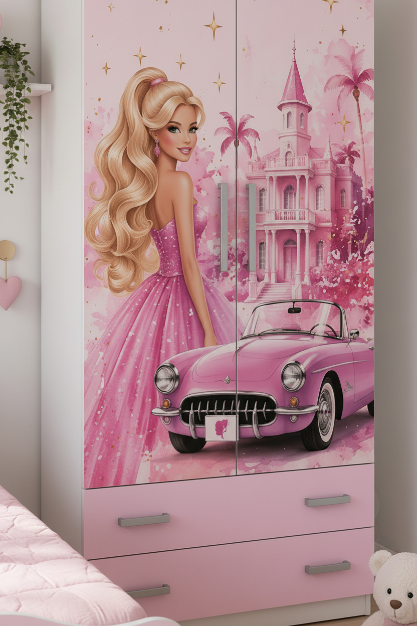 Cameretta Barbie Dream Castle Luxury Pink – Set Camera Bambina Premium con Armadio, Letto e Comodino Rosa Glamour