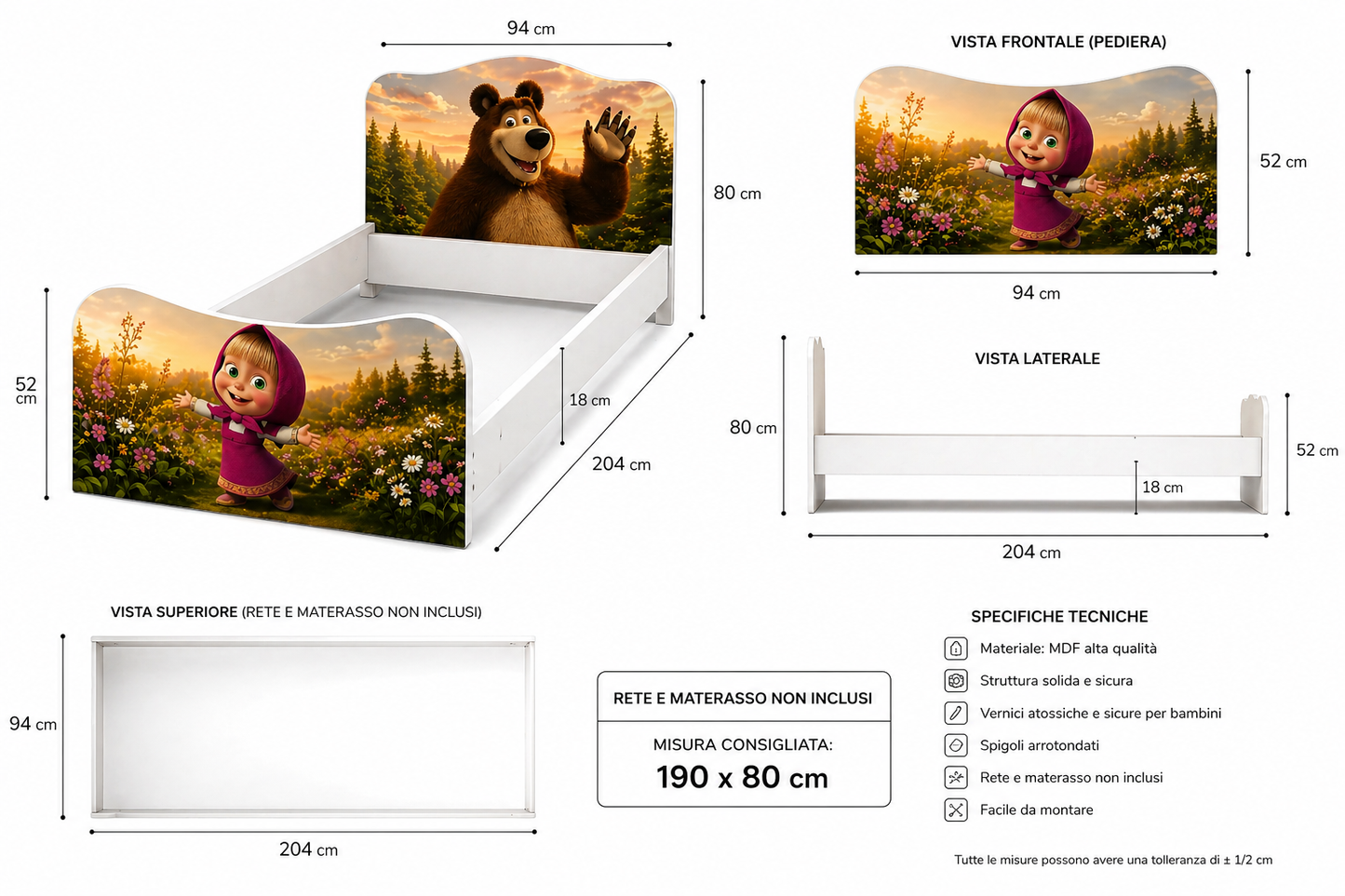 Letto Masha Dream Forest – Letto Singolo Bambina Tema Fiaba e Natura
