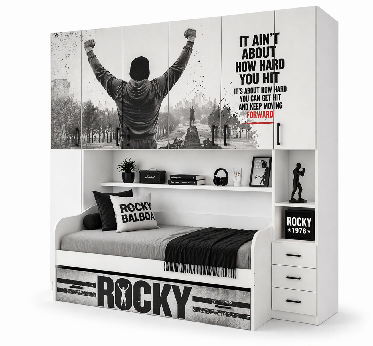 Cameretta a Ponte Urban Icon – Design ROCKY con 2 reti Letto Integrato