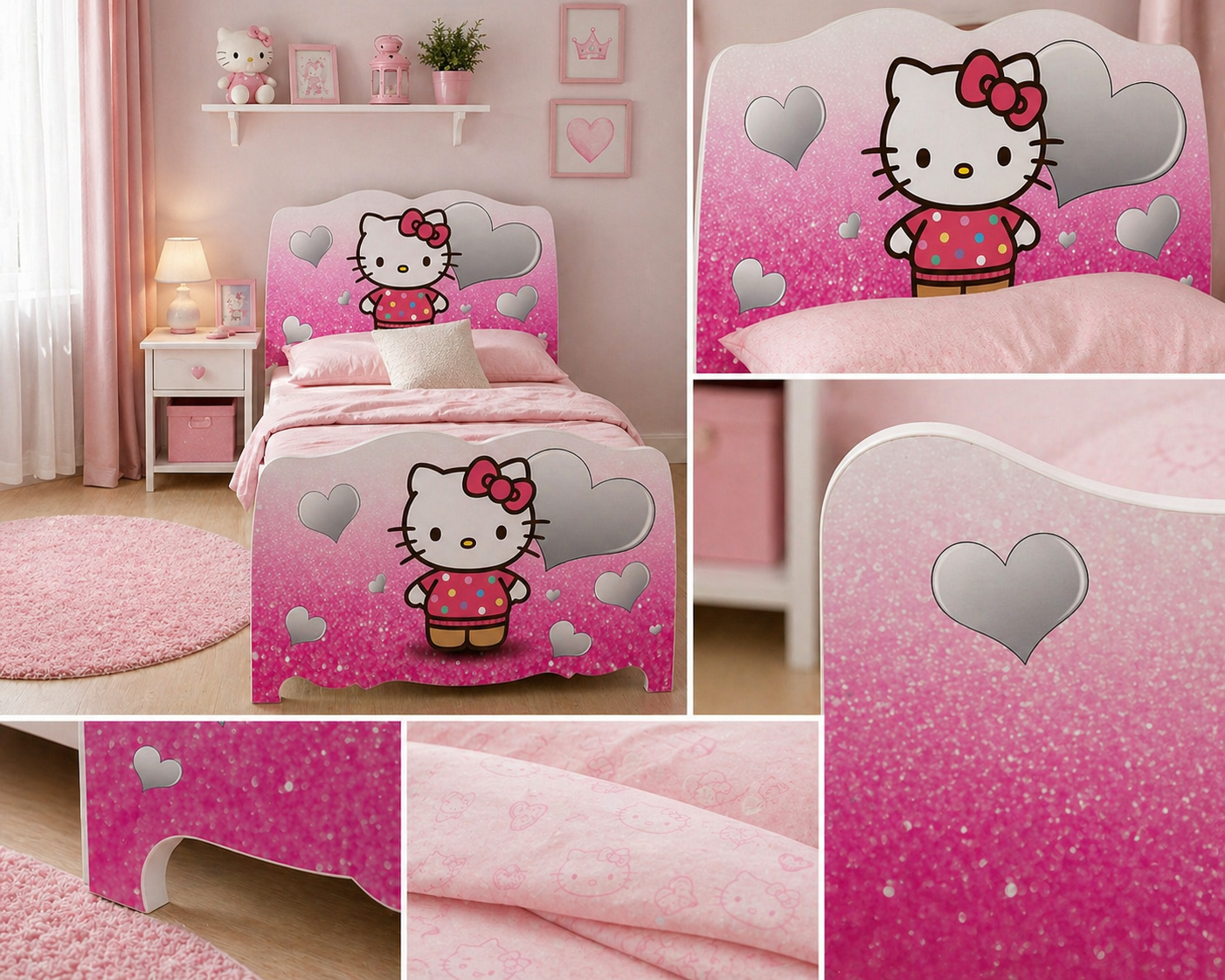 Letto Singolo Sweet Kitty Dream – Letto Bambina Rosa Glamour 200x90