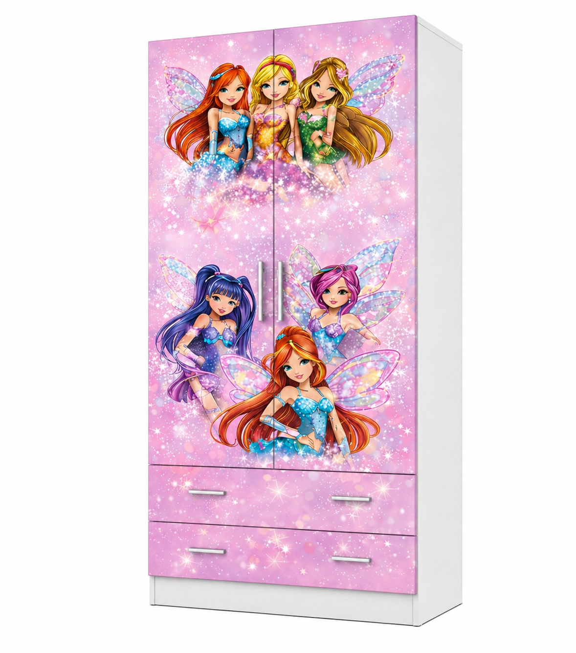 Fairy Dream Luxury Wardrobe – Armadio Fatine Rosa 2 Ante 2 Cassetti per Cameretta Bambina