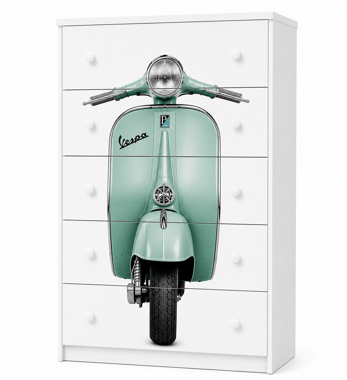 Cassettiera Vespa Vintage Mint – Mobile Cameretta Moderna Stile Scooter Italiano Premium