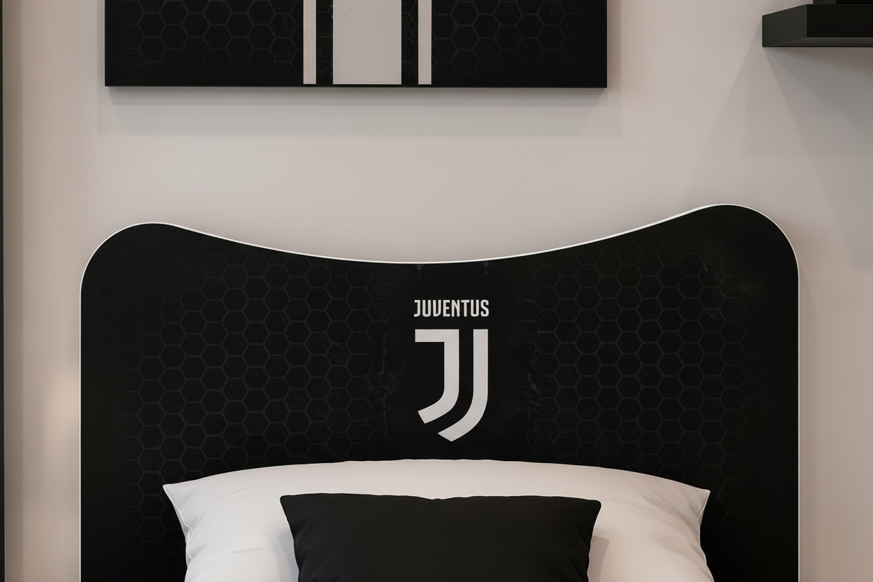 Cameretta Juventus Black Edition – Letto Singolo, Armadio e Comodino