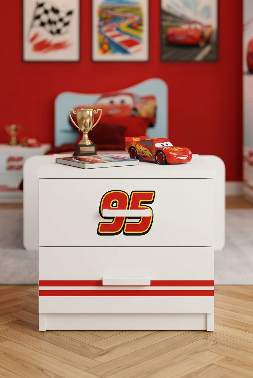 Cameretta Cars Saetta McQueen – Letto Singolo, Armadio 2 Ante e Comodino