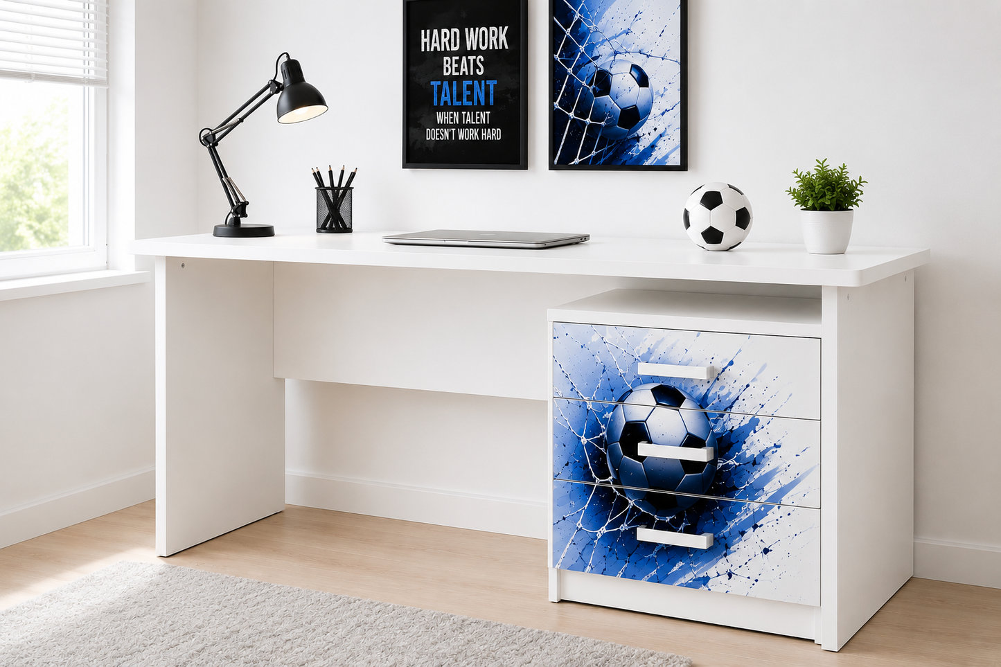 Scrivania con comodino calcio