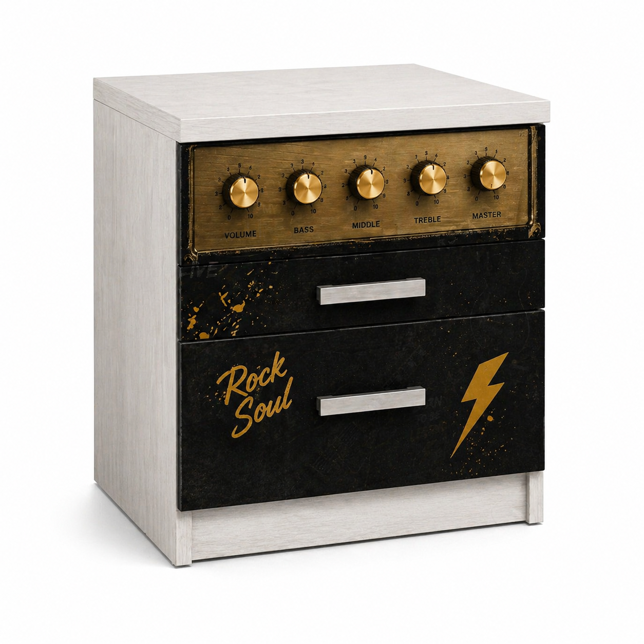 Rock Soul Night – Comodino Rock Style con Design Amplificatore Vintage | Comodino Moderno per Cameretta Ragazzo