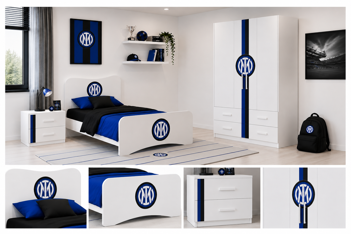 Cameretta Inter White Edition – Design Moderno Nerazzurro