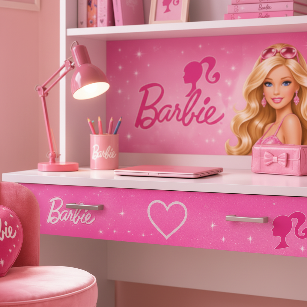 Scrivania con Libreria Barbie Luxury Pink – Design Elegante per Camerette Glamour