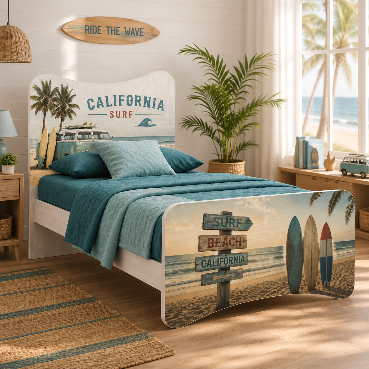 Letto Singolo California Surf – Letto Design Tema Mare e Spiaggia Stile Beach House