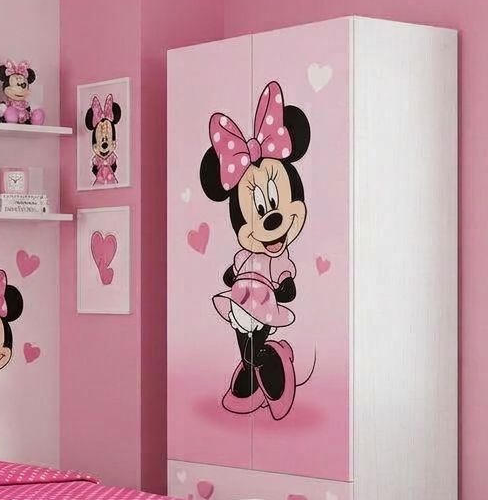 Cameretta Minnie Mouse Rosa Cuori – Letto Singolo, Armadio 2 Ante e Comodino