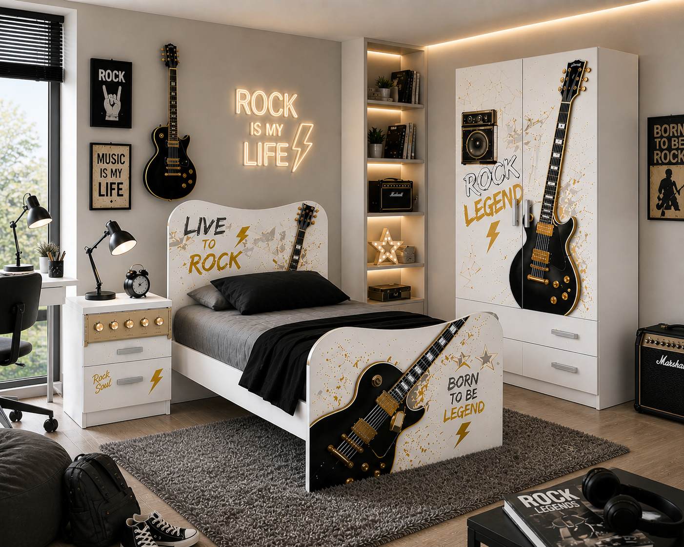 Rock Legend Room – Cameretta Completa Tema Chitarra per Ragazzi