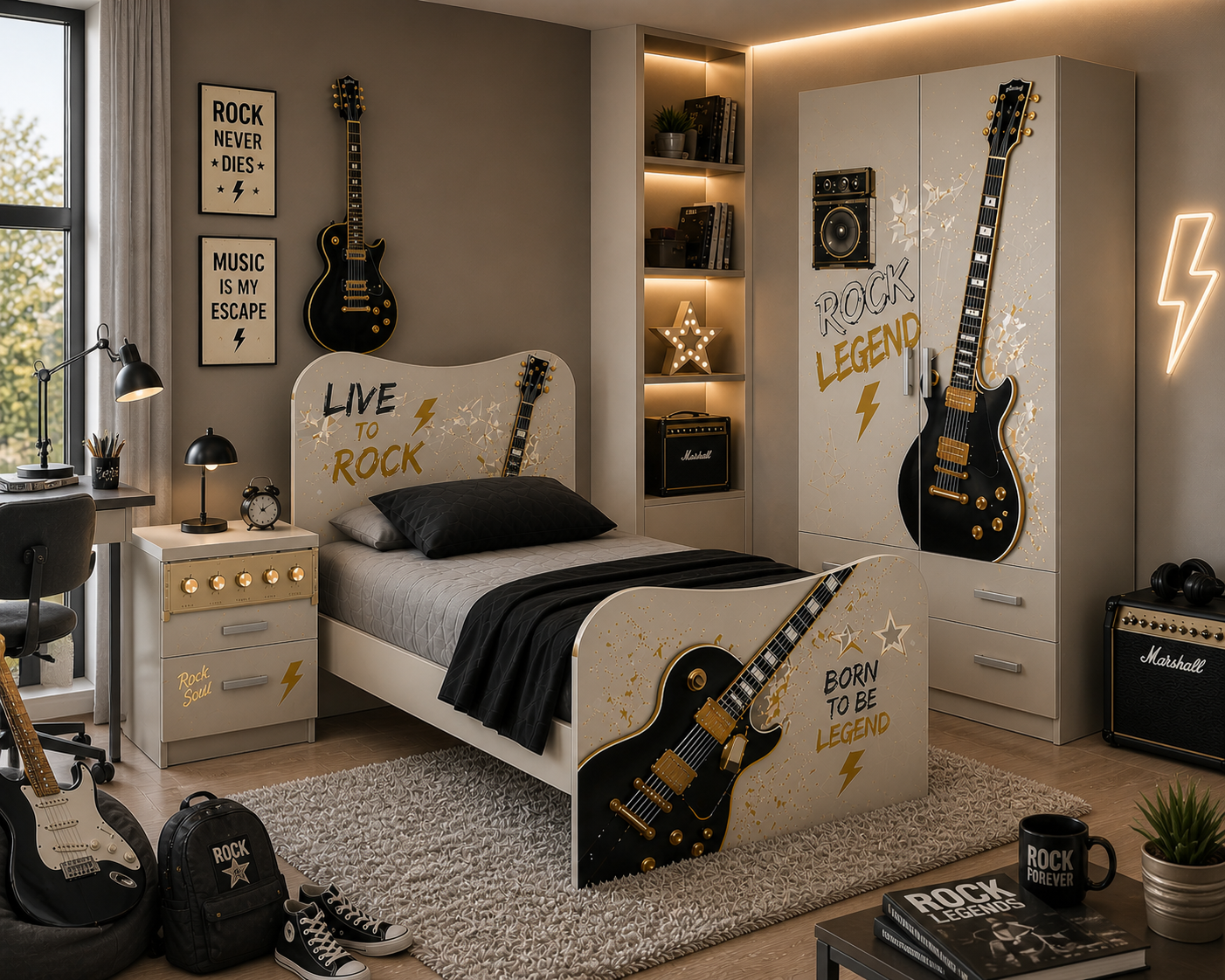 Rock Legend Room – Cameretta Completa Tema Chitarra per Ragazzi