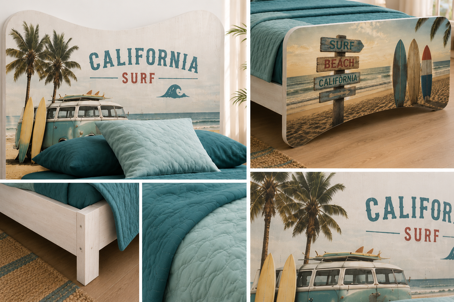Letto Singolo California Surf – Letto Design Tema Mare e Spiaggia Stile Beach House