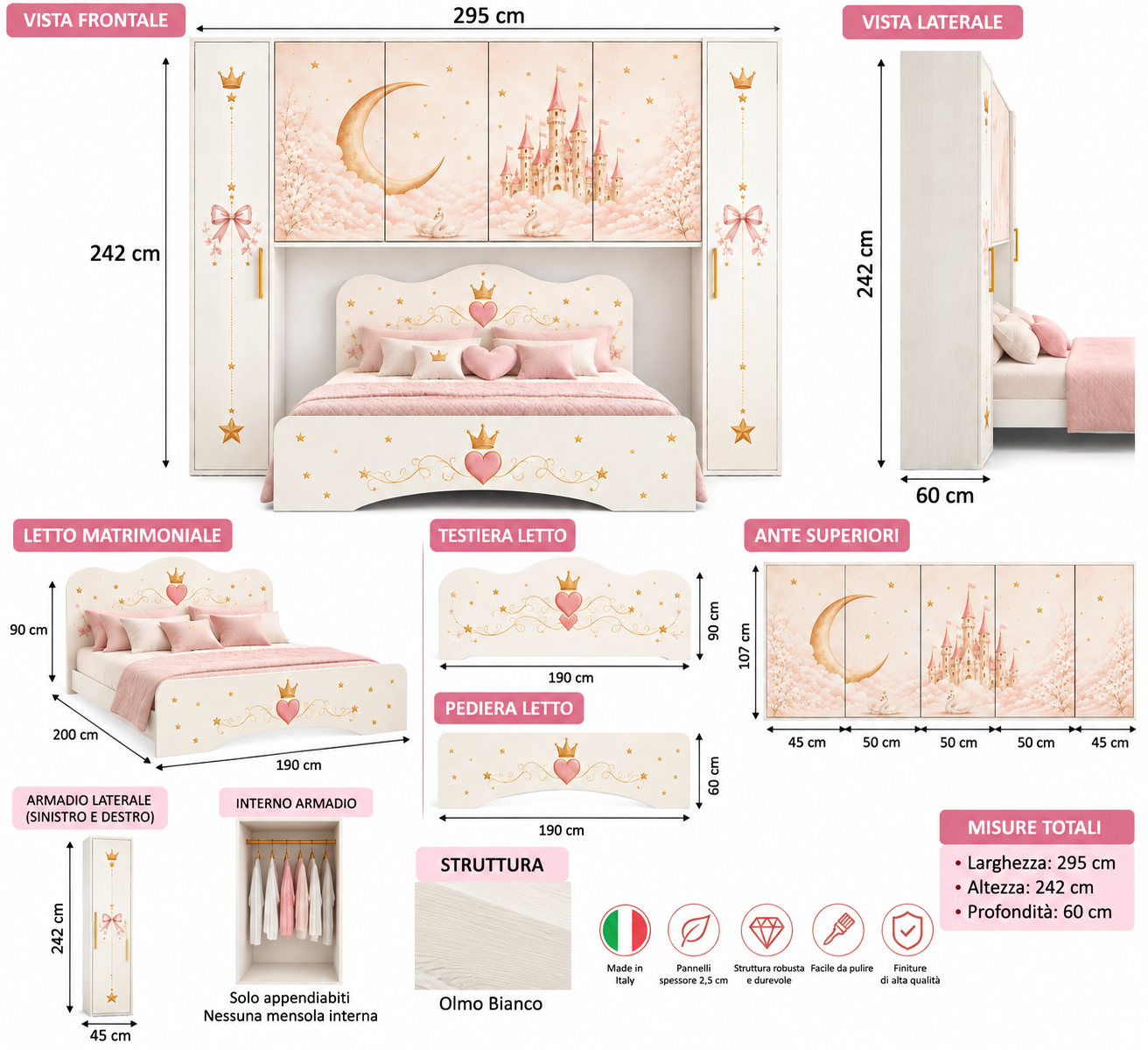 Princess Moonlight Room – Cameretta a Ponte con Letto Matrimoniale