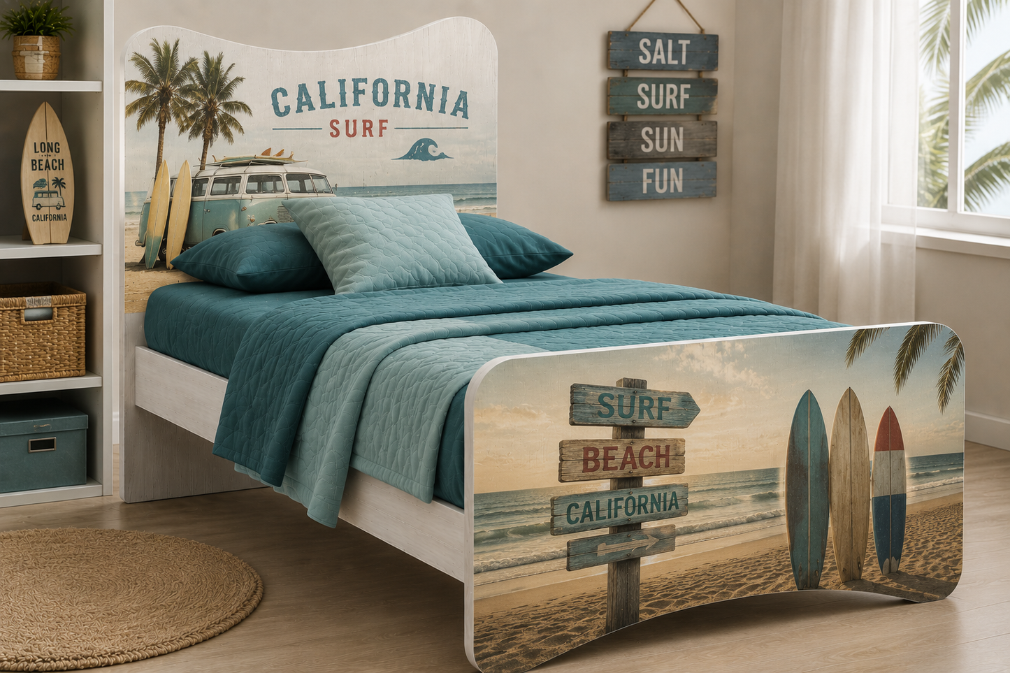 Letto Singolo California Surf – Letto Design Tema Mare e Spiaggia Stile Beach House