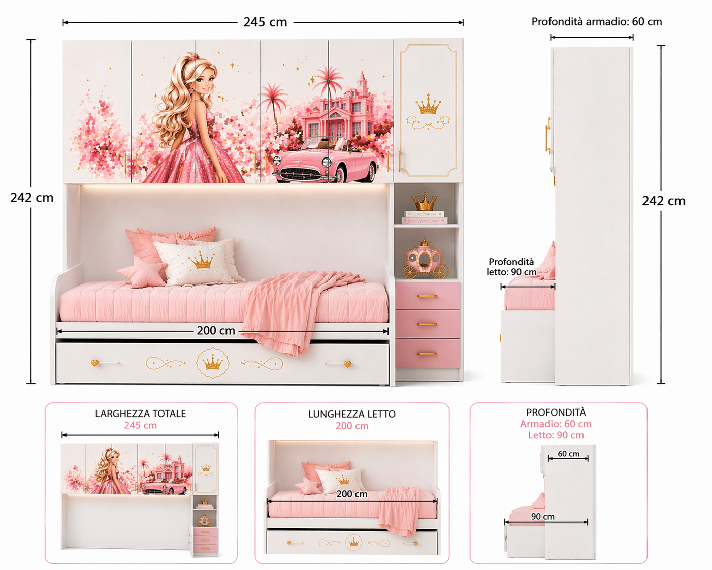 Cameretta a ponte barbie luxury