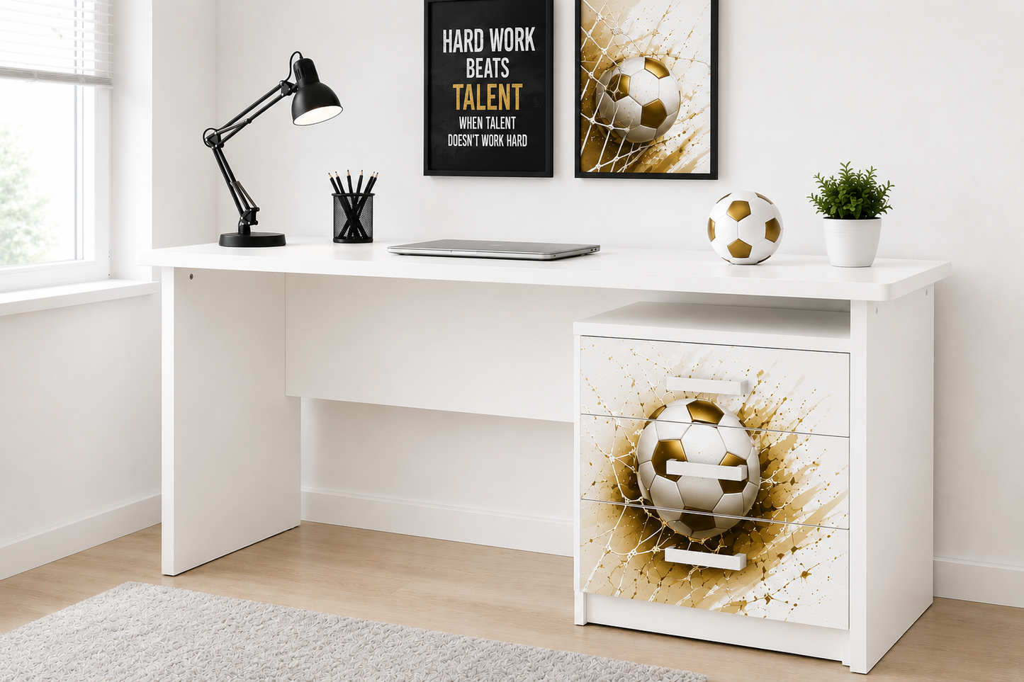 Scrivania con comodino calcio