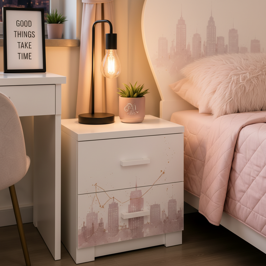Urban Glow Collection – Cameretta Skyline Pink Aesthetic