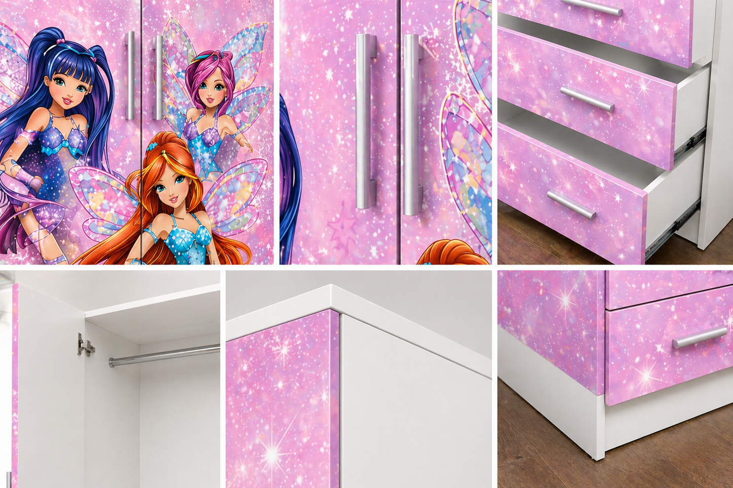 Fairy Dream Luxury Wardrobe – Armadio Fatine Rosa 2 Ante 2 Cassetti per Cameretta Bambina