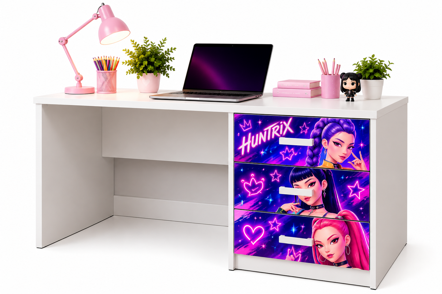 Scrivania Huntrix K-Pop con Cassettiera 3 cassetti