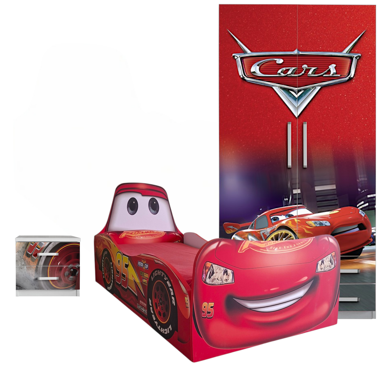 🚗 Cameretta Cars Racing Adventure – Set Letto + Armadio + Comodino
