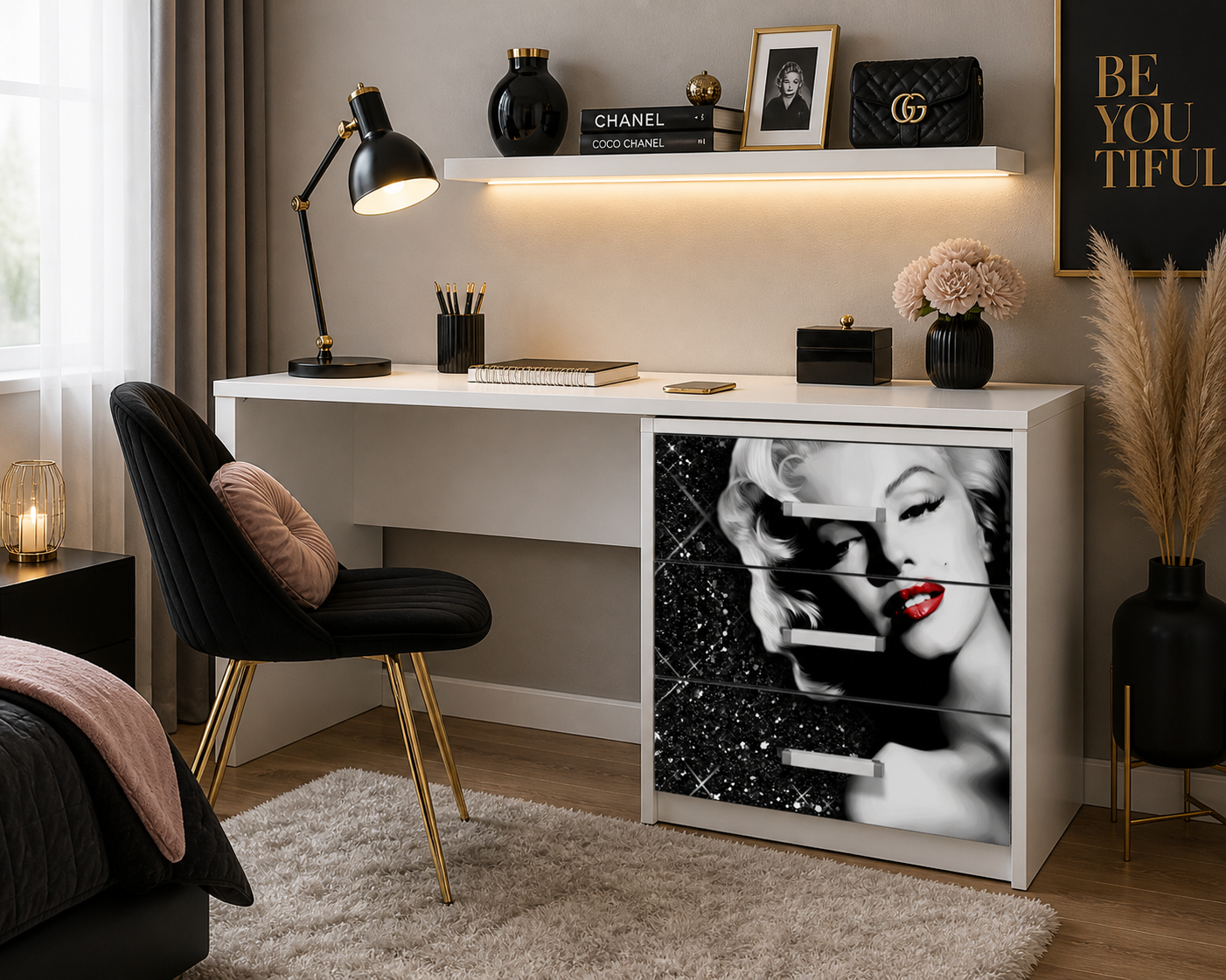 Scrivania con comodino Marilyn Monroe