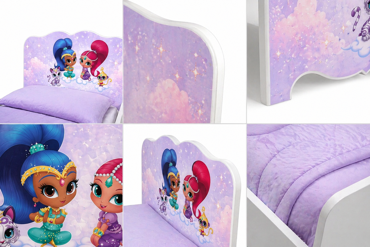 Shimmer Princess Dream Bed – Letto Singolo Bambina Luxury Lilla con Grafica Magica Nuvole e Stelline