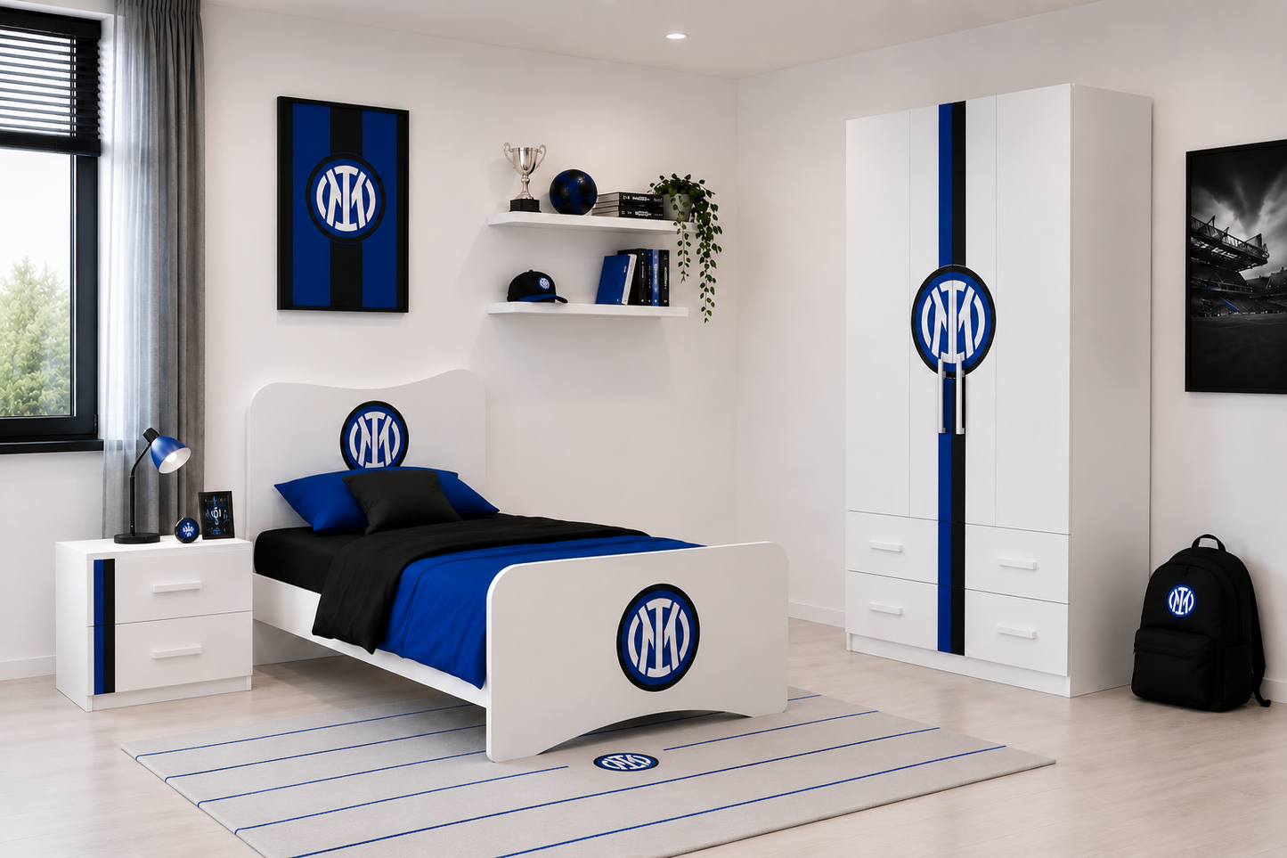 Cameretta Inter White Edition – Design Moderno Nerazzurro